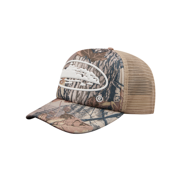 ISLAND PUFF PRINT TRUCKER HAT [FOREST CAMO]