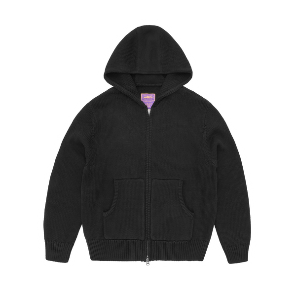 ALCATRAZ HEAVY KNIT ZIP HOODIE [BLACK]