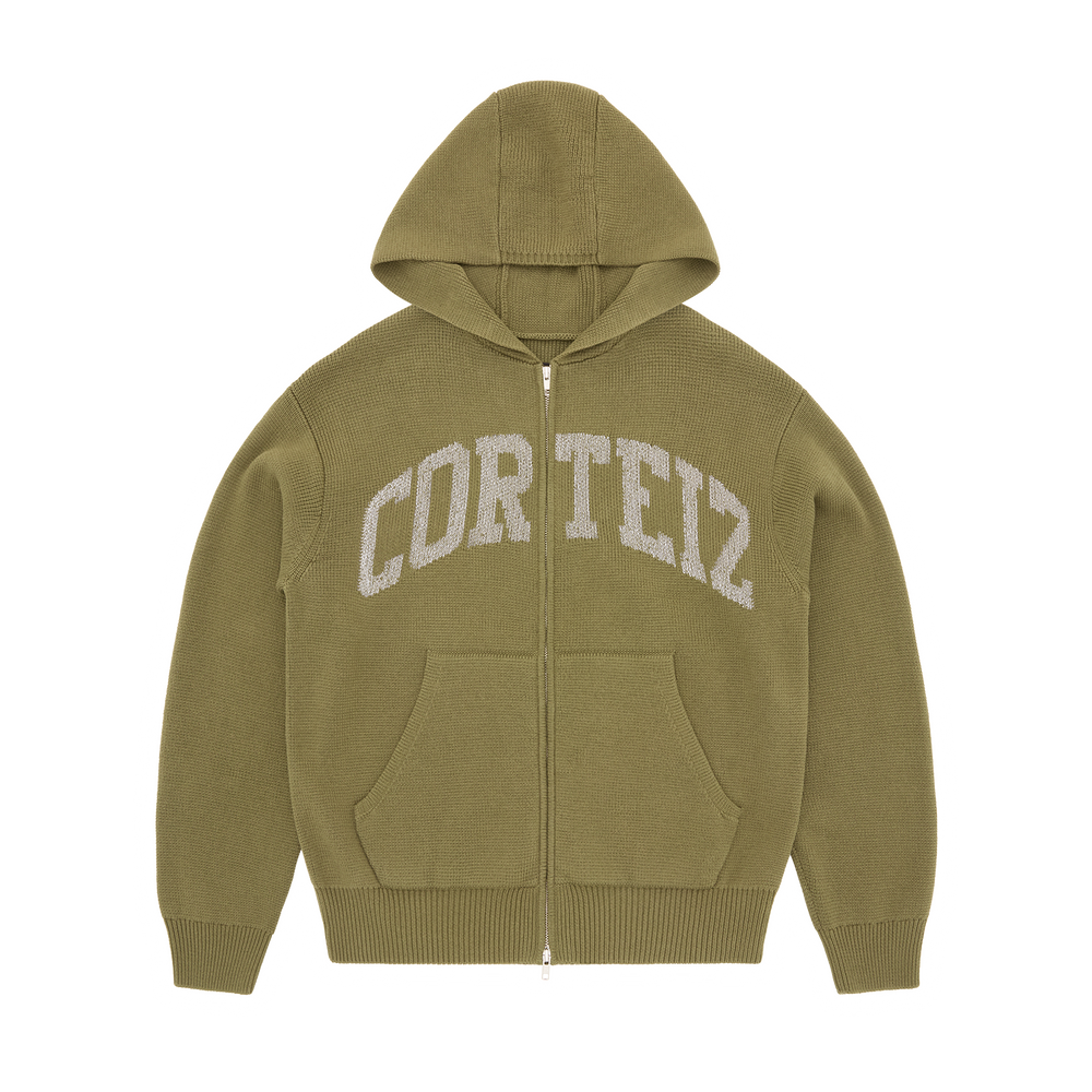 3M COLLEGE KNIT ZIP HOODIE [OLIVE]