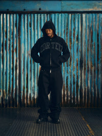 3M COLLEGE KNIT ZIP HOODIE  [BLACK]