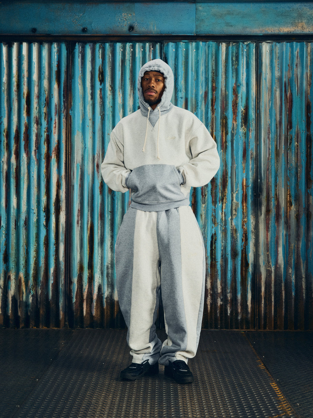 HMP CONTRAST PANEL HOODIE [HEATHER GREY]