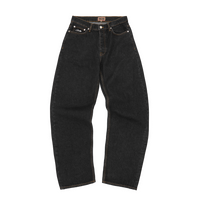 CREST CHAINSTITCH BAGGY JEANS [WASHED BLACK]