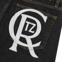 CREST CHAINSTITCH BAGGY JEANS [WASHED BLACK]