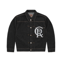 CREST CHAINSTITCH DENIM JACKET [WASHED BLACK]