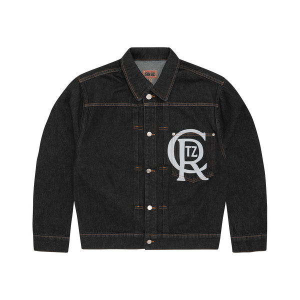 CREST CHAINSTITCH DENIM JACKET [WASHED BLACK]