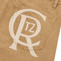 CREST CHAINSTITCH BAGGY JEANS [TAN]