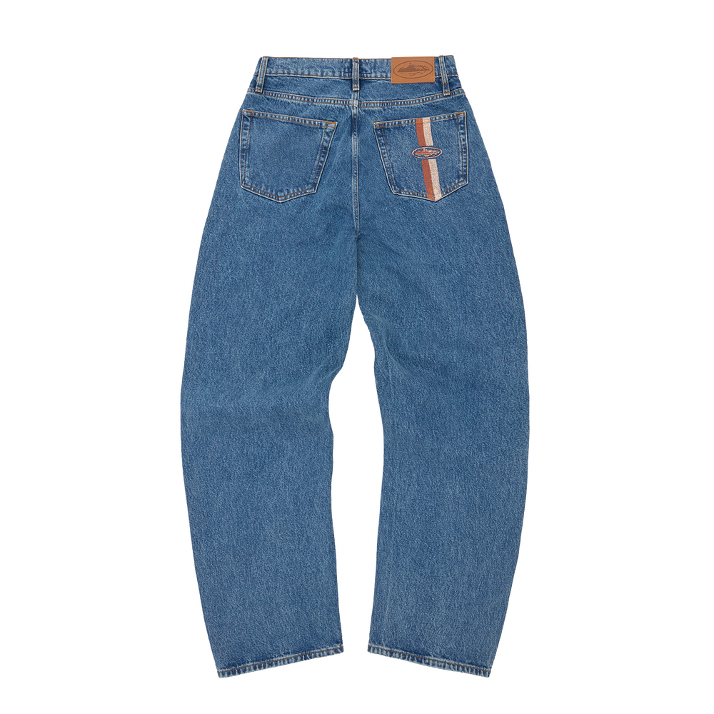 DUAL STRIPE BAGGY JEANS [MIDWASH]