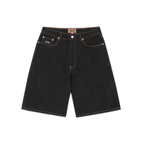 DUAL STRIPE DENIM SHORT [WASHED BLACK]