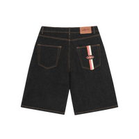 DUAL STRIPE DENIM SHORT [WASHED BLACK]