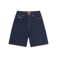 DUAL STRIPE DENIM SHORT [WASHED INDIGO]