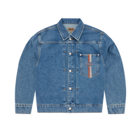 DUAL STRIPE DENIM JACKET [MIDWASH]