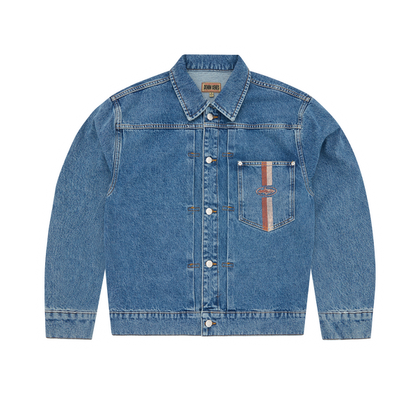 DUAL STRIPE DENIM JACKET [MIDWASH]