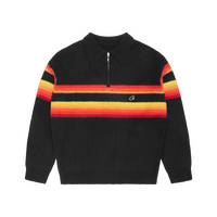GRADIENT HALF KNIT ZIP PULLOVER [BLACK]