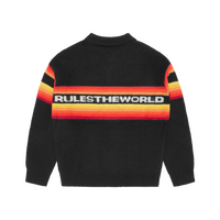 GRADIENT HALF KNIT ZIP PULLOVER [BLACK]