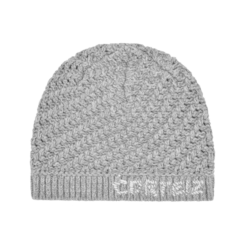 HAND EMBROIDERED KNIT BEANIE [GREY]