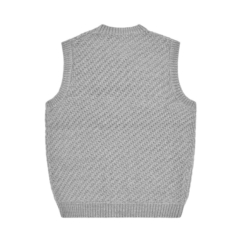 HAND EMBROIDERED KNIT VEST [GREY]