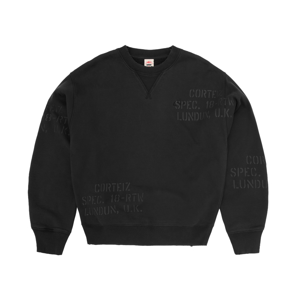 HMP STENCIL CREWNECK [BLACK OVERDYE]