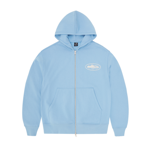 ISLAND PUFF PRINT ZIP HOODIE [BABY BLUE]