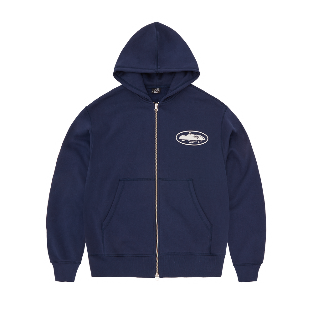 ISLAND PUFF PRINT ZIP HOODIE [NAVY]