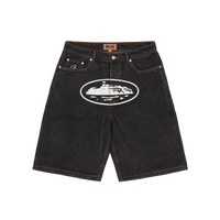 ISLAND BAGGY DENIM SHORT [WASHED BLACK]