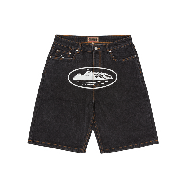 ISLAND BAGGY DENIM SHORT [WASHED BLACK]