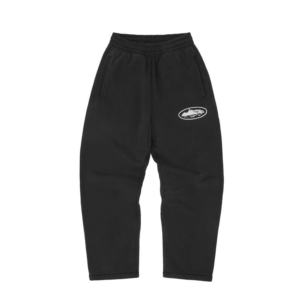 ISLAND PUFF PRINT OPEN HEM SWEATPANT [BLACK]