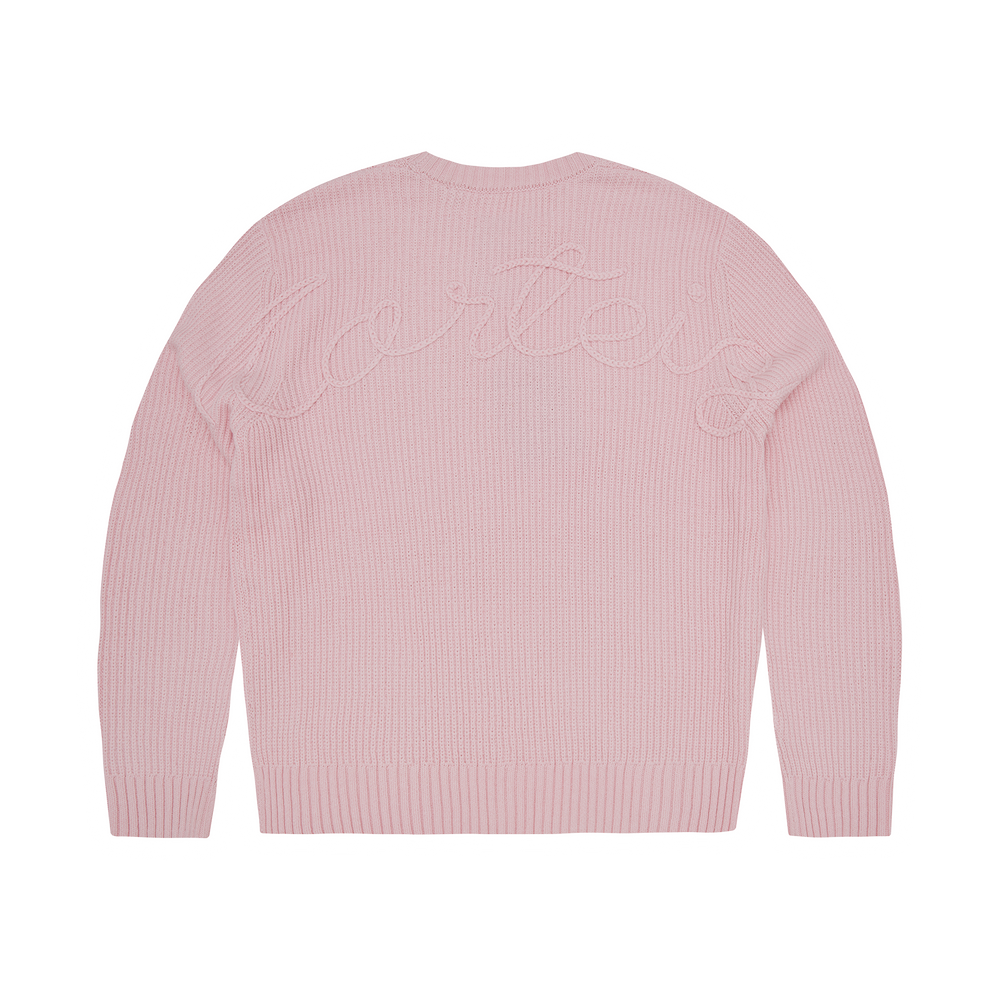 CROCHET APPLIQUE KNIT CREW [PINK]