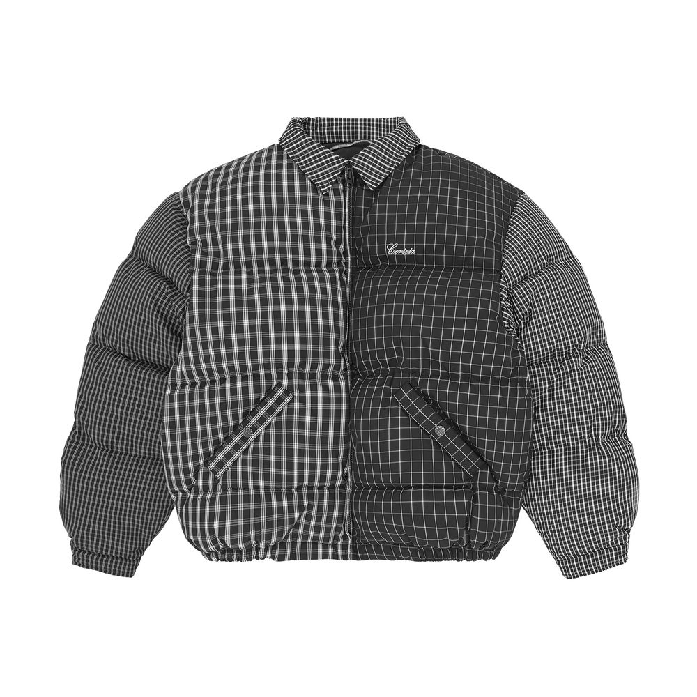 COLLAR BOLO DOWN JACKET [BLACK PLAID]