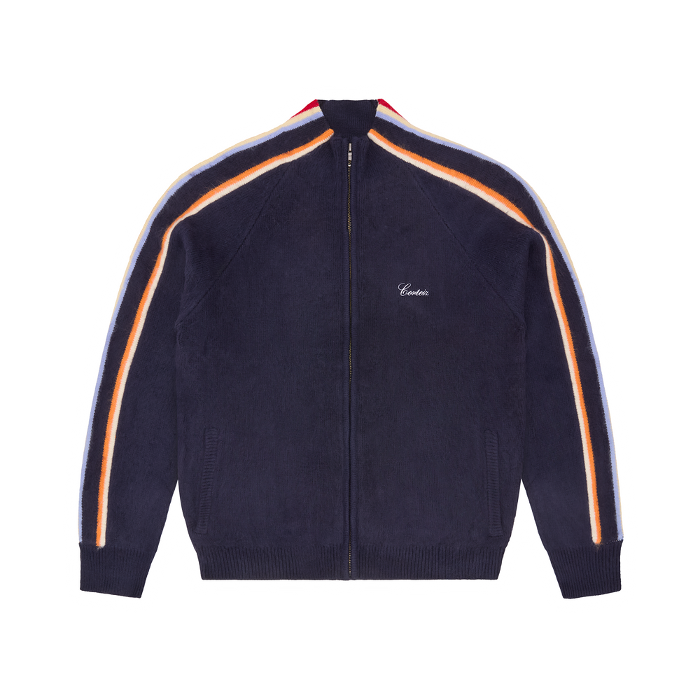 MULTI STRIPE KNIT ZIP UP [NAVY]