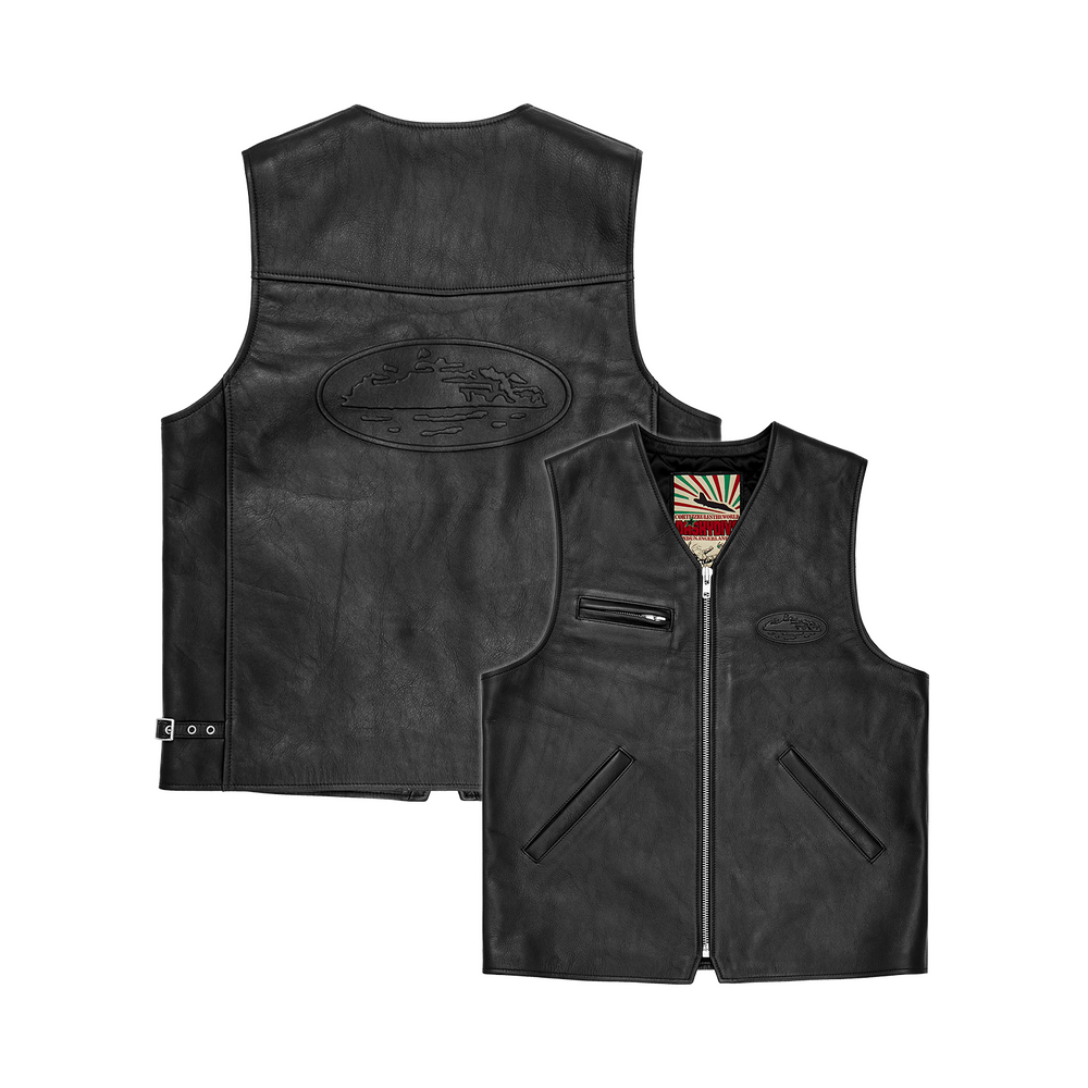 SKYDIVE LEATHER VEST [BLACK]